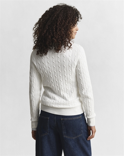 Gant - Cable V-Neck Strik - Eggshell